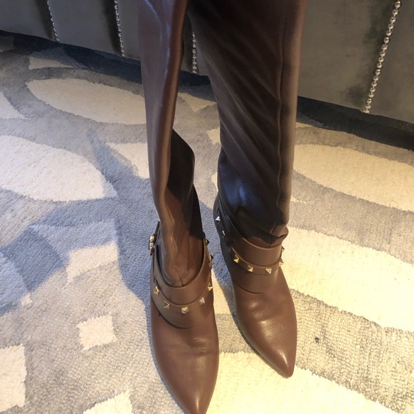 Valentino Rockstud over the knee brown boots 37.5 - Picture 4 of 8